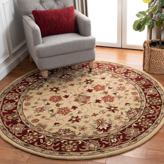 Safavieh Heritage Bernica Oriental Wool Area Rug, Ivory/Red, 6' x 6' Round