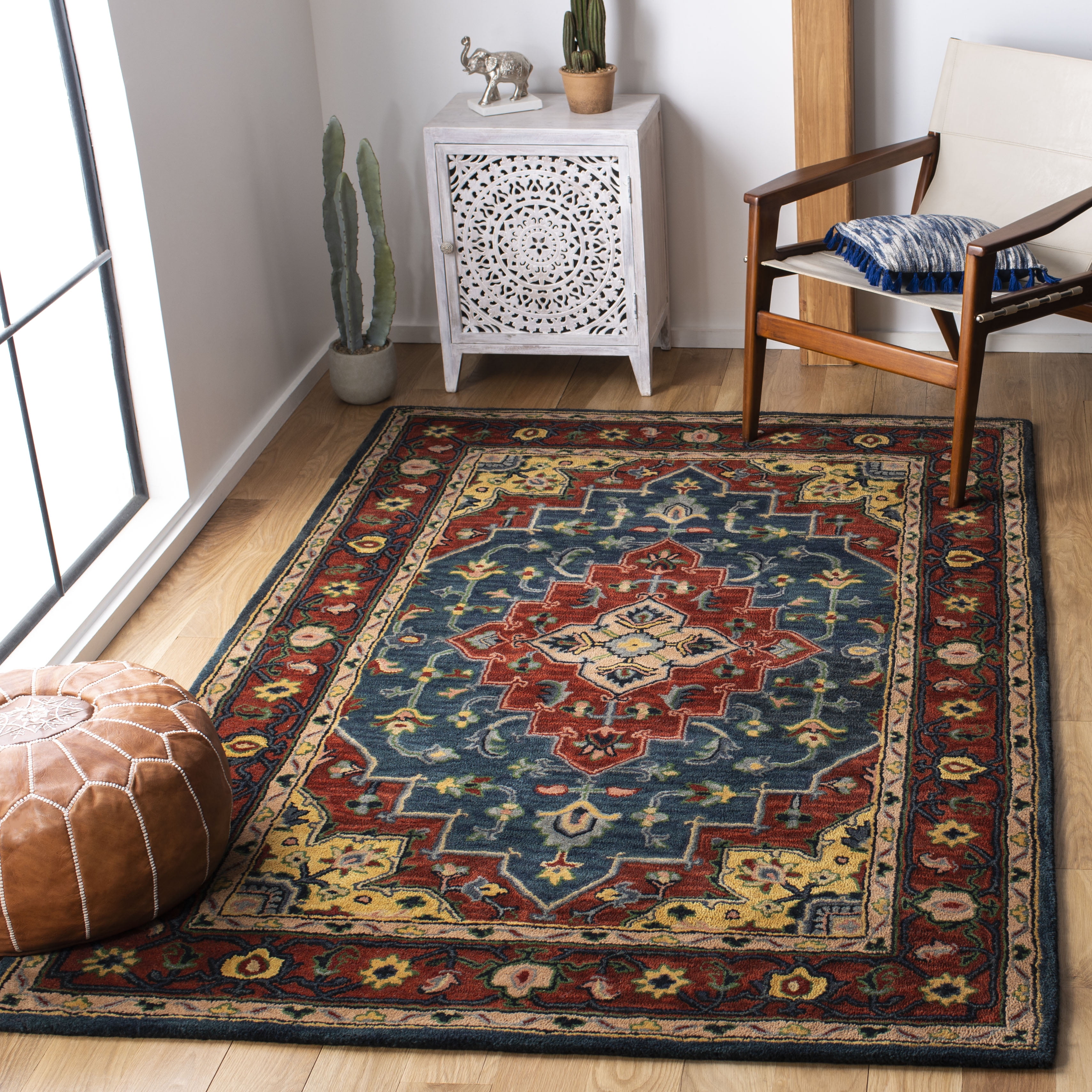Safavieh Heritage Billy Oriental Area Rug, Blue/Red, 6' x 6' Square