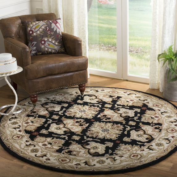 Safavieh Heritage Braganza Oriental Wool Area Rug, Black/Ivory, 3'6" x 3'6" Round