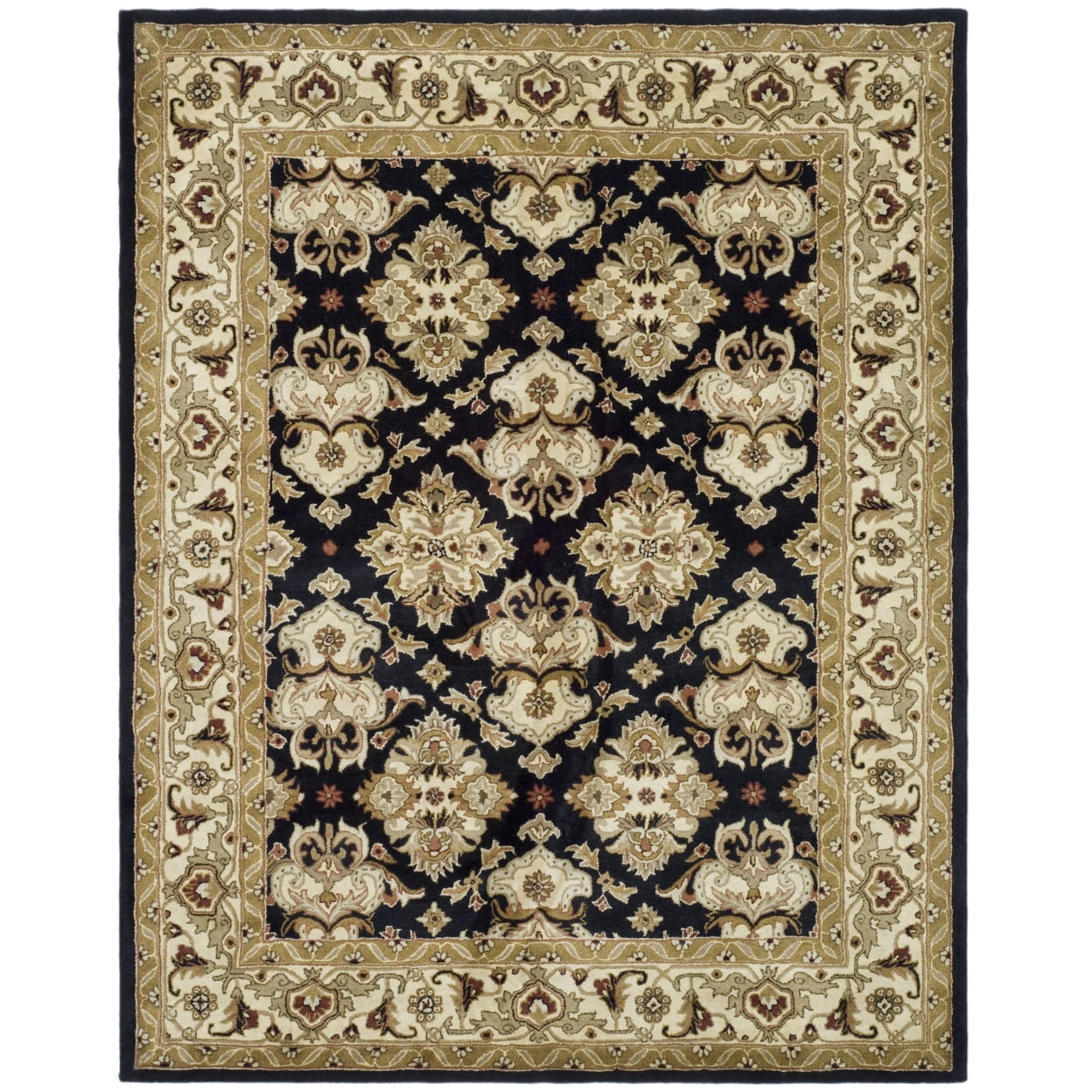 Elegant Heritage Black & Ivory Wool 4' x 6' Hand-Tufted Rug