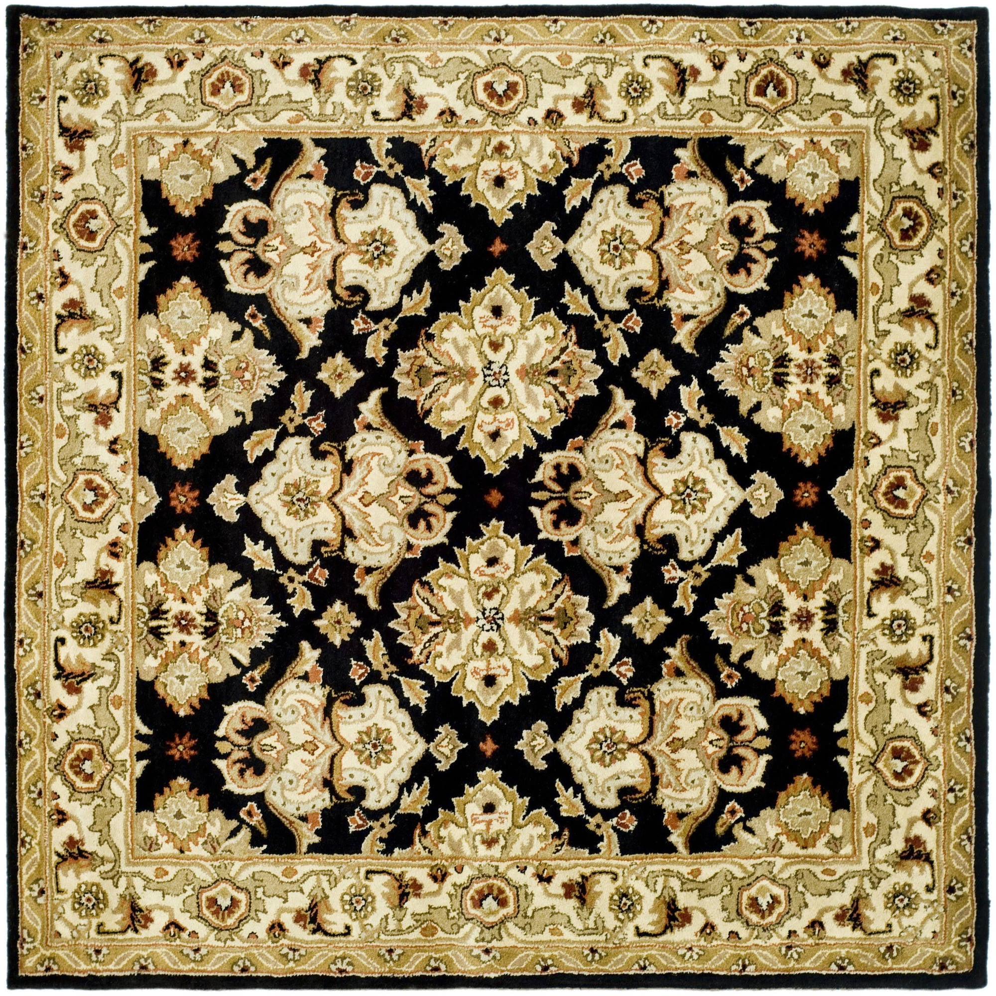 Heritage Black and Ivory 8' Square Hand-Tufted Wool Area Rug