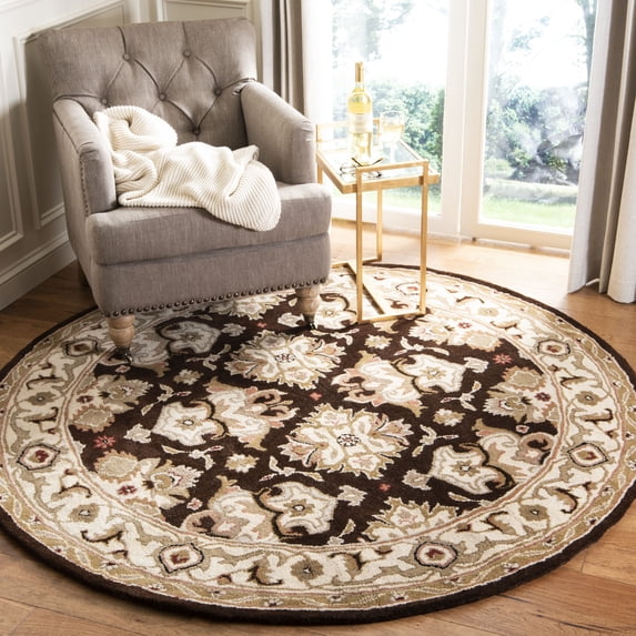 Safavieh Heritage Braganza Oriental Wool Area Rug, Espresso/Ivory, 3'6" x 3'6" Round