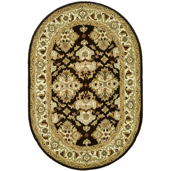 SAFAVIEH Heritage Braganza Traditional Wool Area Rug, Espresso/Ivory, 4'6" x 6'6" Oval