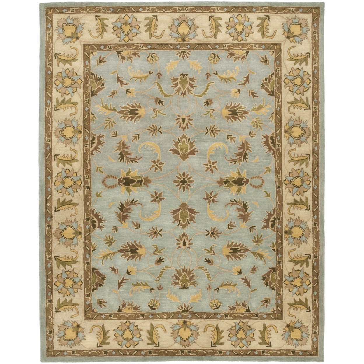Elegant Heritage Light Blue Hand-Tufted Wool Area Rug, 5' x 8'