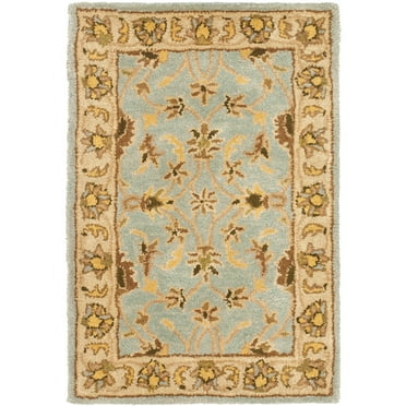 SAFAVIEH Heritage Bruce Traditional Wool Area Rug, Light Blue/Beige, 2' x 3'