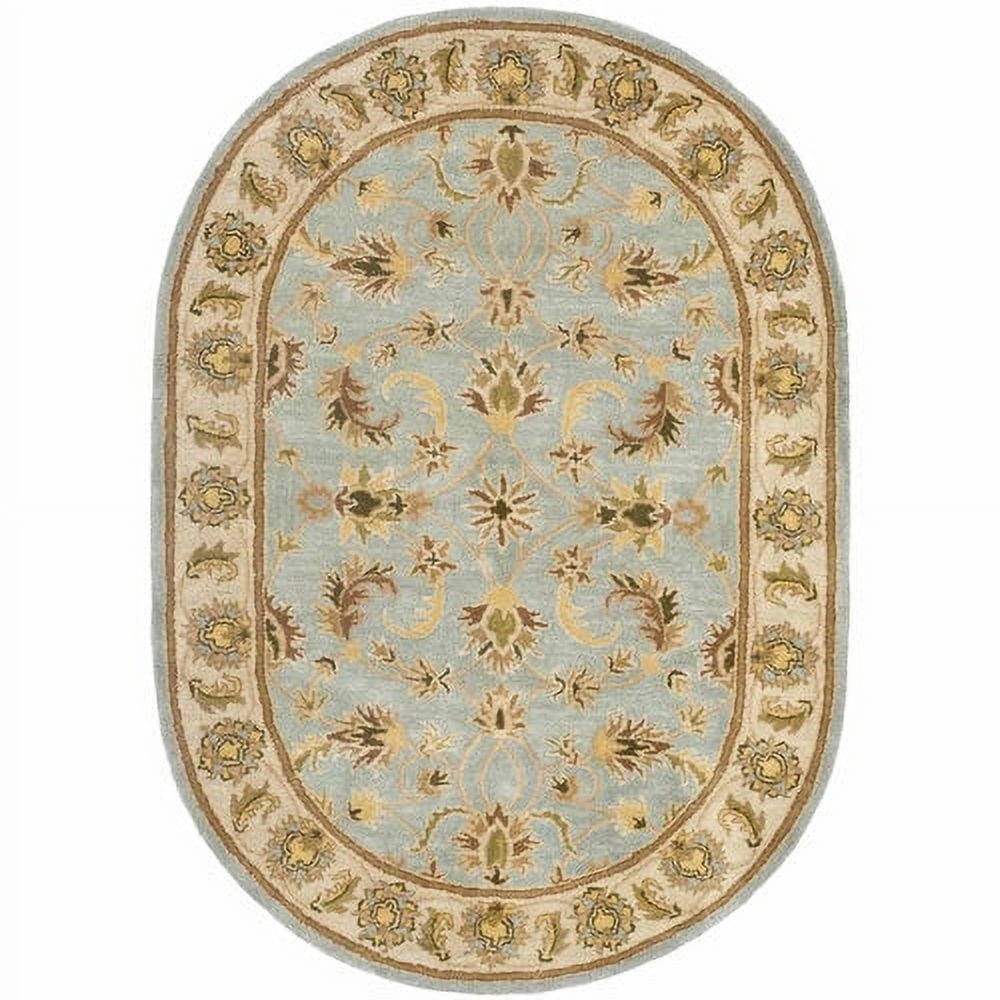 Hand-Tufted Oval Heritage Light Blue Wool Area Rug, 54"x6"