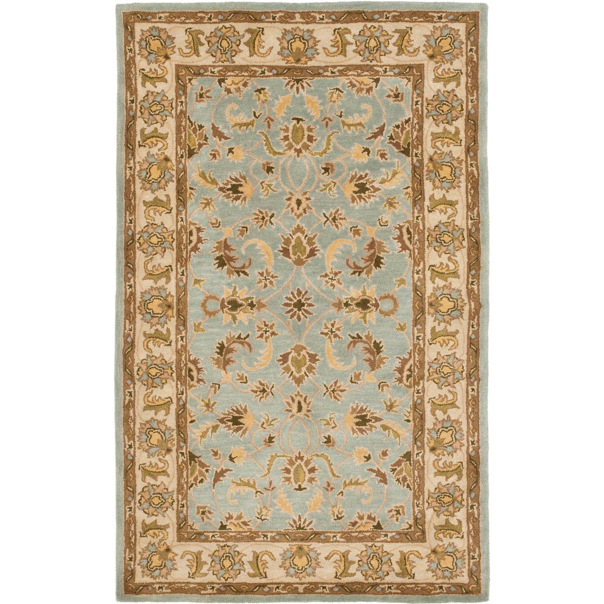 Light Blue and Beige Hand-Tufted Wool Area Rug 4' x 6'