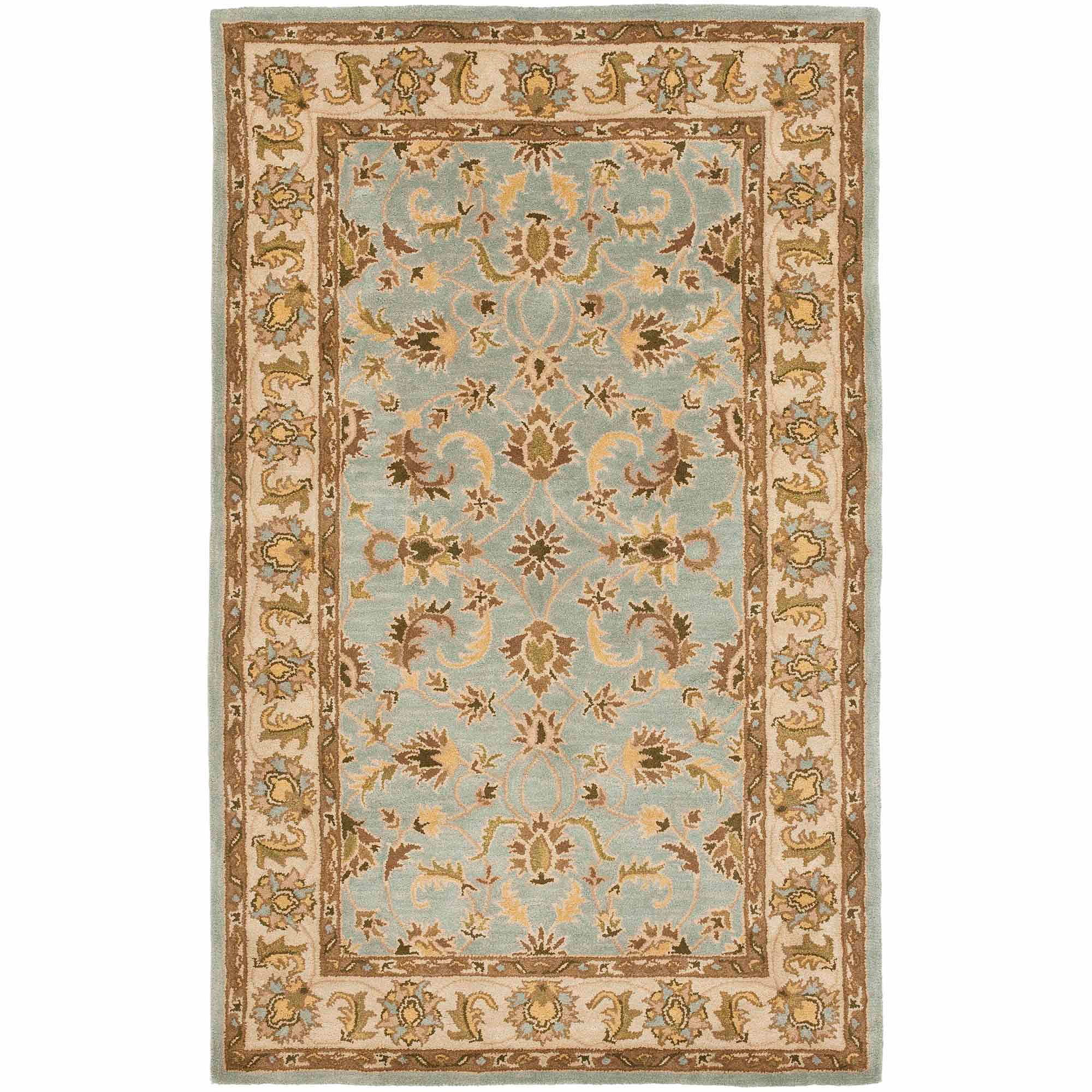 Elegant Heritage Light Blue Hand-Tufted Wool Area Rug, 5' x 8'