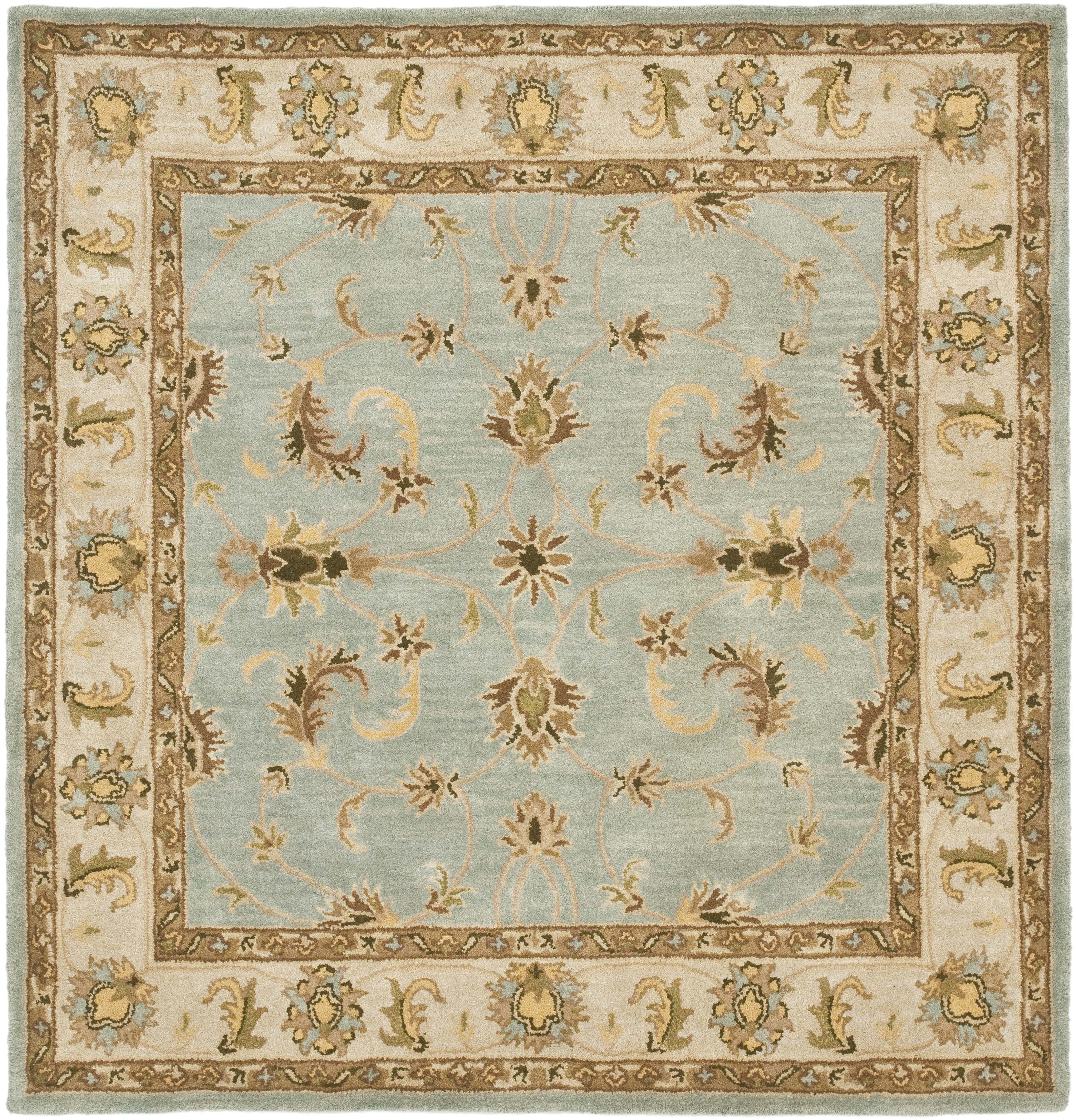 Heritage Light Blue and Beige Wool 6' x 6' Square Rug