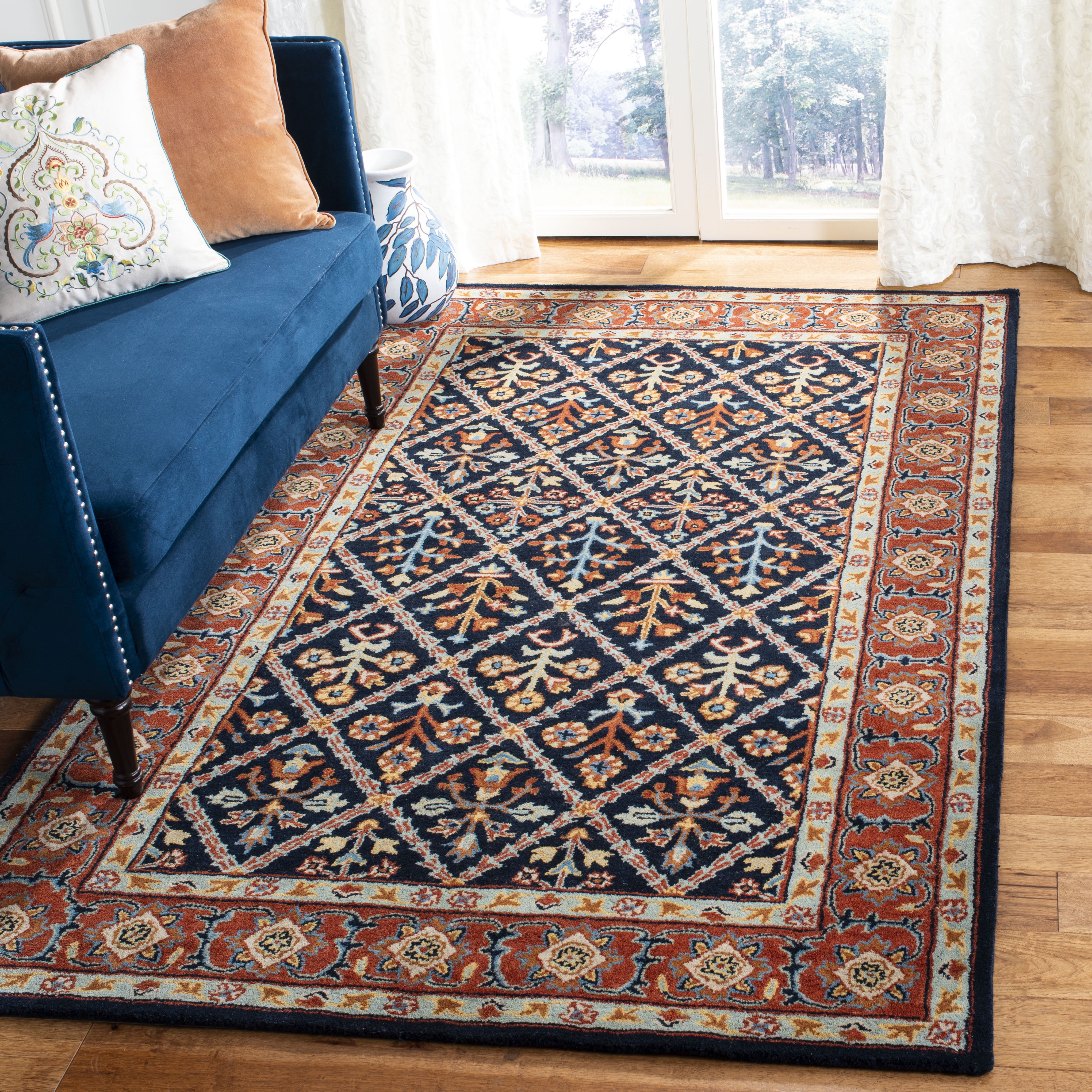 Hand-Tufted Artisanal Red Wool 6' Square Area Rug