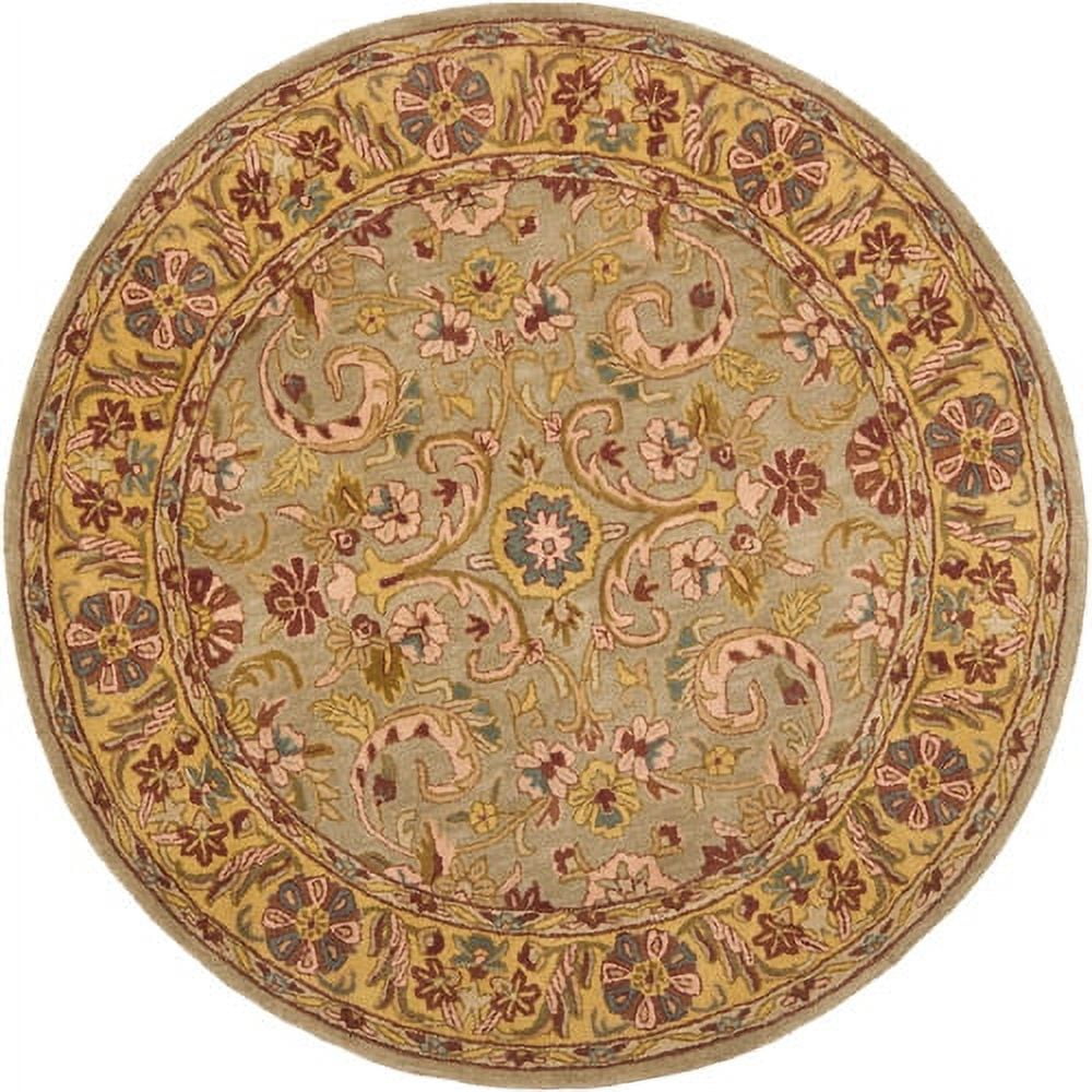 Gray 6' Round Hand-Tufted Wool Area Rug