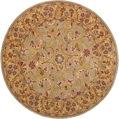 Gray 6' Round Hand-Tufted Wool Area Rug