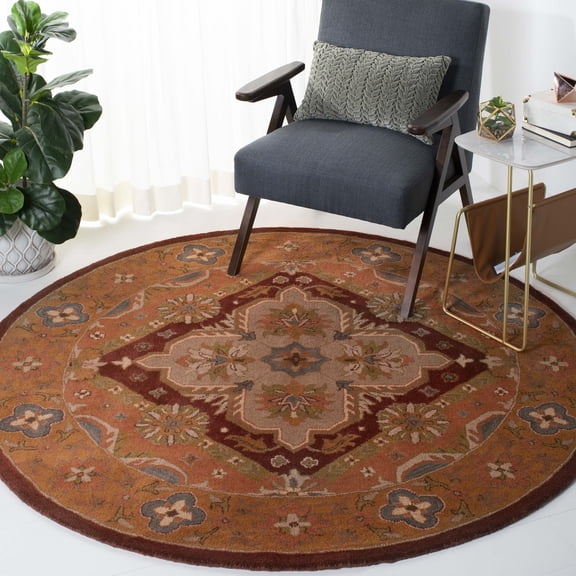 Safavieh Heritage Cearra Bordered Area Rug, Rust, 6' x 6' Round