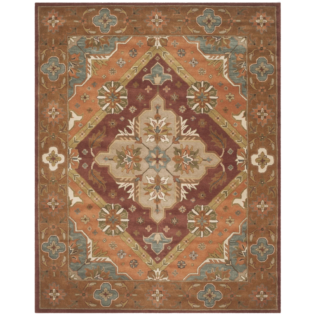 Rust and Beige Hand-Tufted Wool Runner Rug, 2'3" x 8'