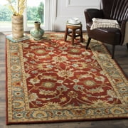 SAFAVIEH Heritage Chauncey Traditional Wool Area Rug, Red/Blue, 3' x 5'