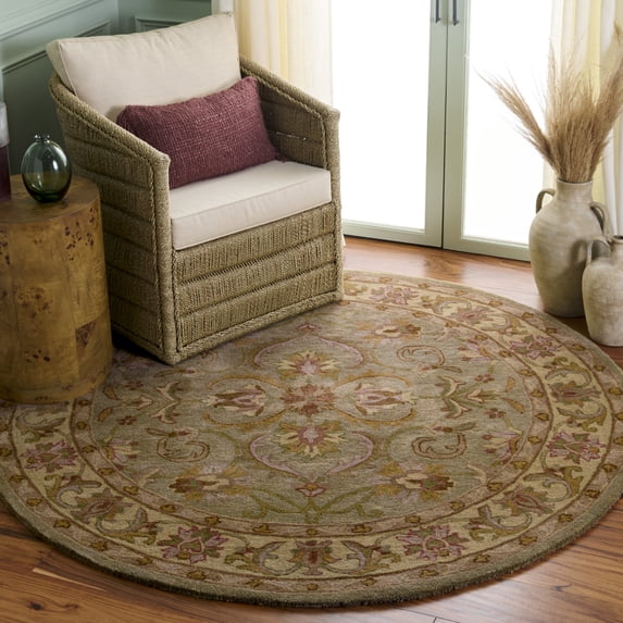 Safavieh Heritage Cheshunt Oriental Wool Area Rug, Green/Gold, 3'6" x 3'6" Round
