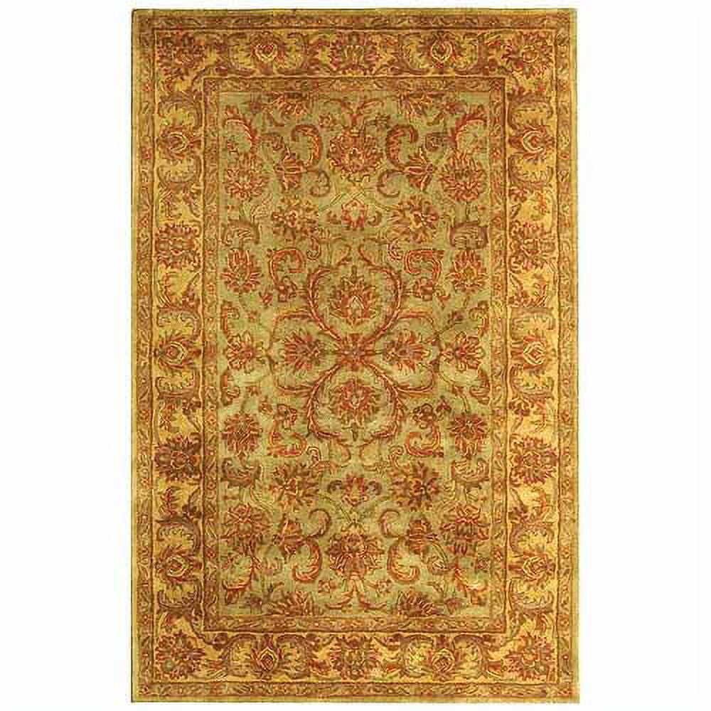 Elegant Heritage Green & Gold 4' x 6' Hand-Tufted Wool Area Rug