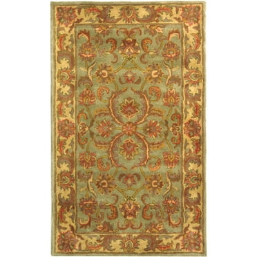 SAFAVIEH Heritage Cheshunt Traditional Wool Area Rug, Green/Gold, 2' x 3'