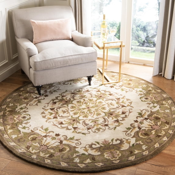Safavieh Heritage Cleves Oriental Wool Area Rug, Beige/Green, 4' x 4' Round