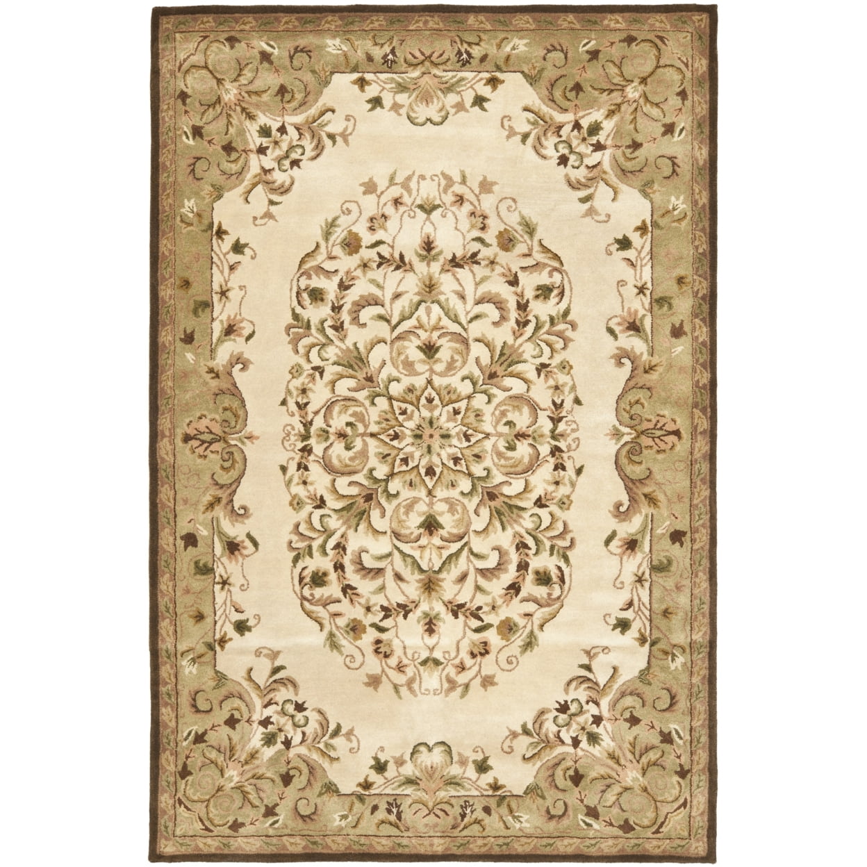 Heritage Hand-Tufted Beige/Green Pure Wool 6' x 9' Area Rug