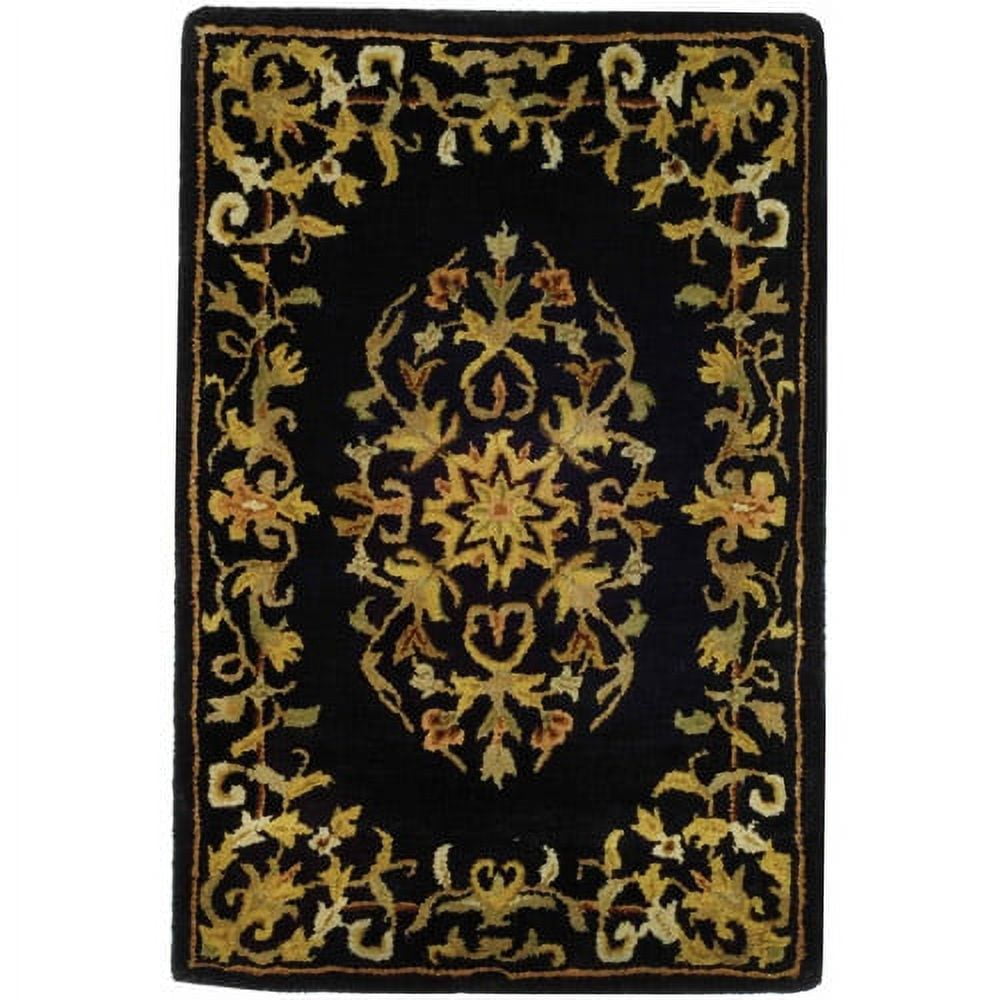 Elegant Noir Hand-Tufted Wool Round Accent Rug - 2' x 3'