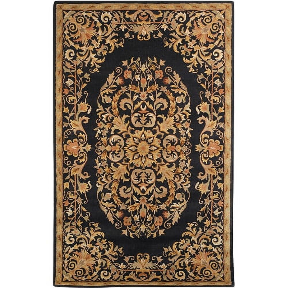 Elegant Heritage Black Wool 7'6" x 9'6" Hand-Tufted Area Rug