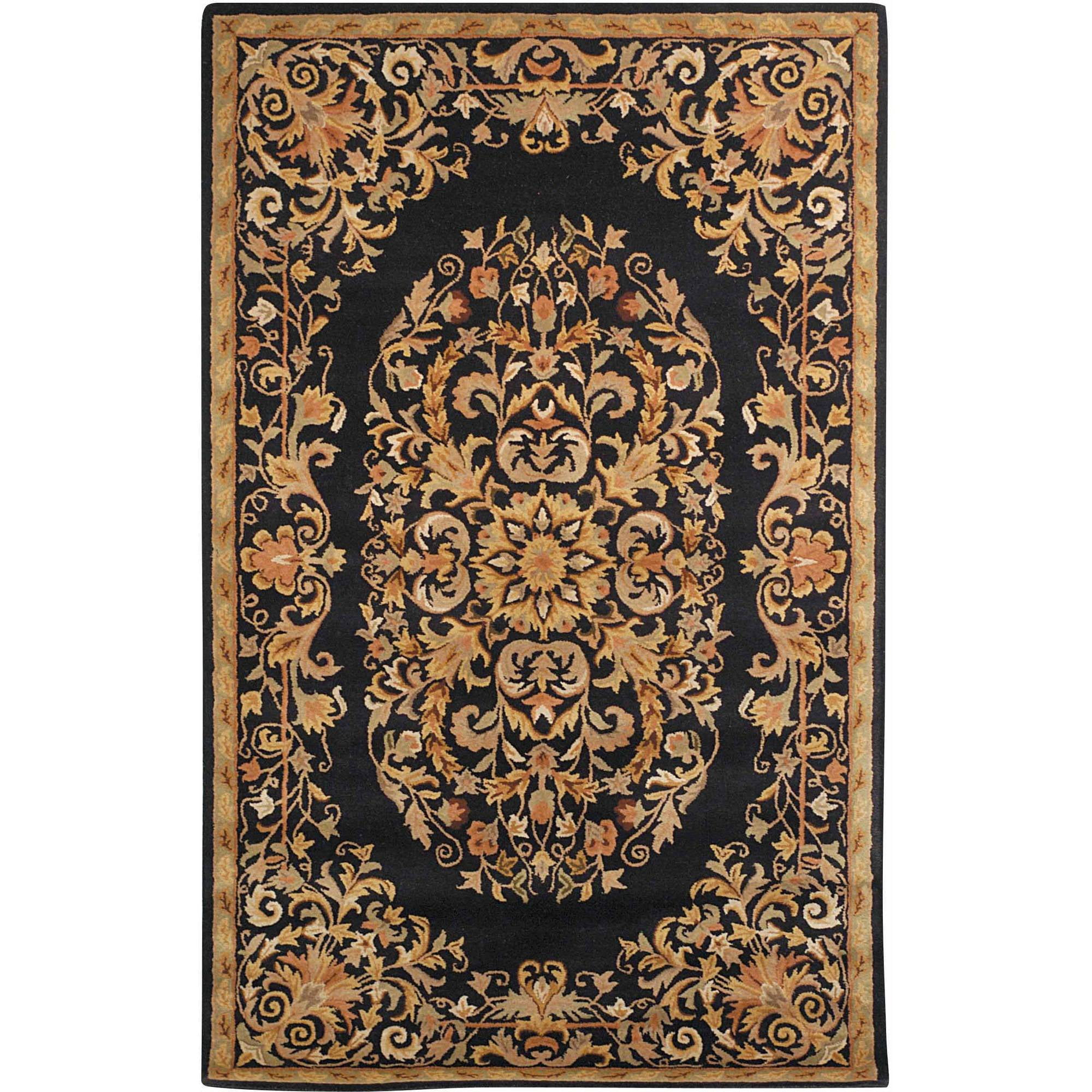 Handmade Black Wool and Cotton Tufted Area Rug, 9'6" x 13'6"