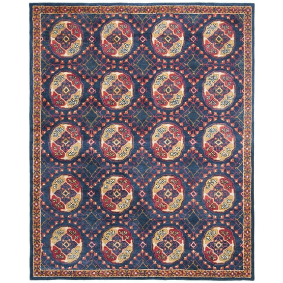 SAFAVIEH Heritage Conchur Border Wool Area Rug, Navy/Red, 8' x 10'