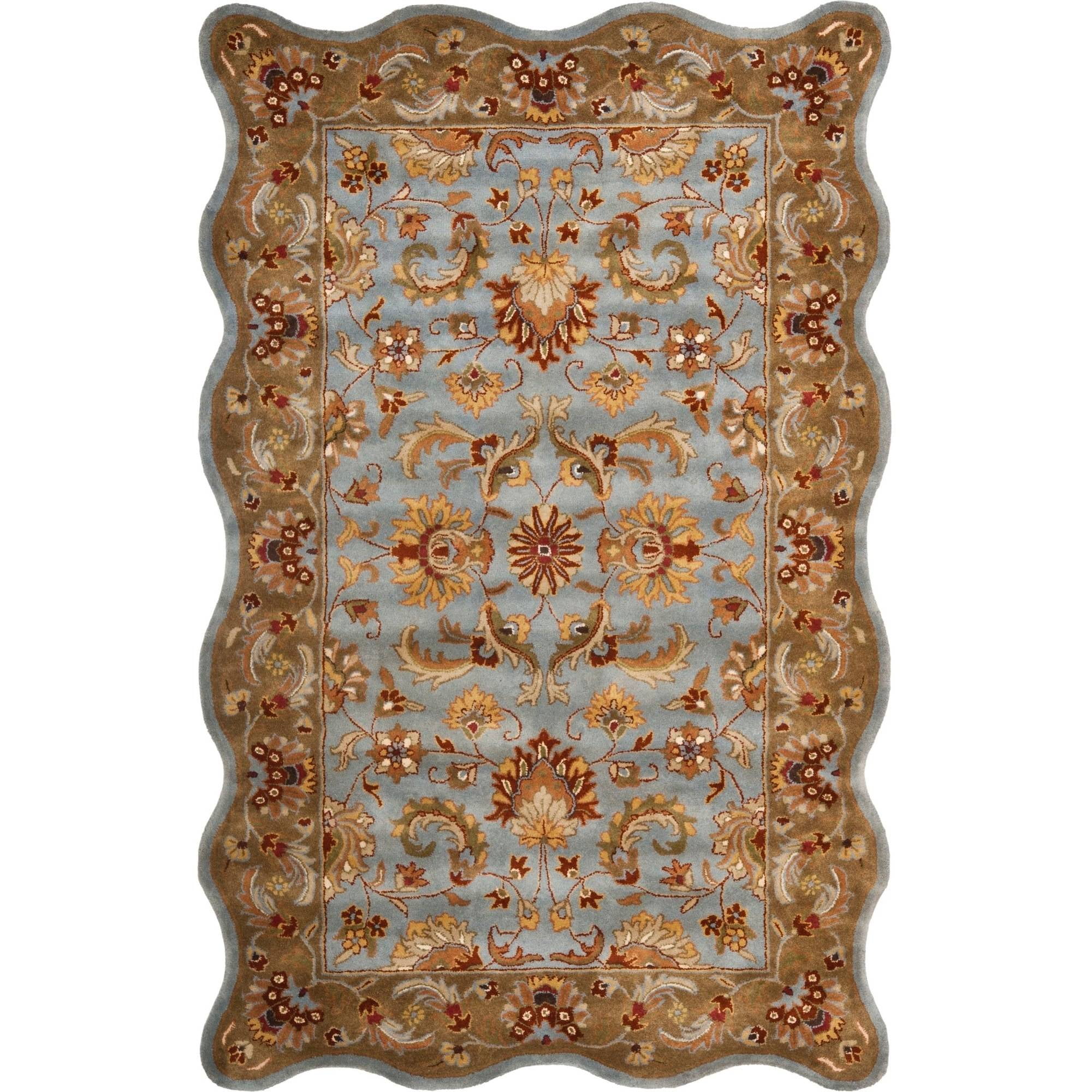 Elegant Heritage Blue and Beige Hand-Tufted Wool 4' x 6' Area Rug
