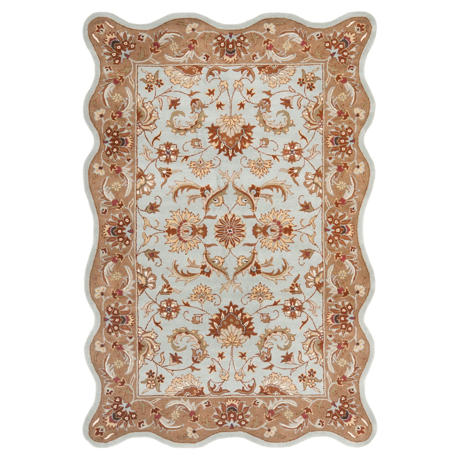 Elegant Heritage Round Tufted Wool Rug in Blue/Beige, 6' Diameter