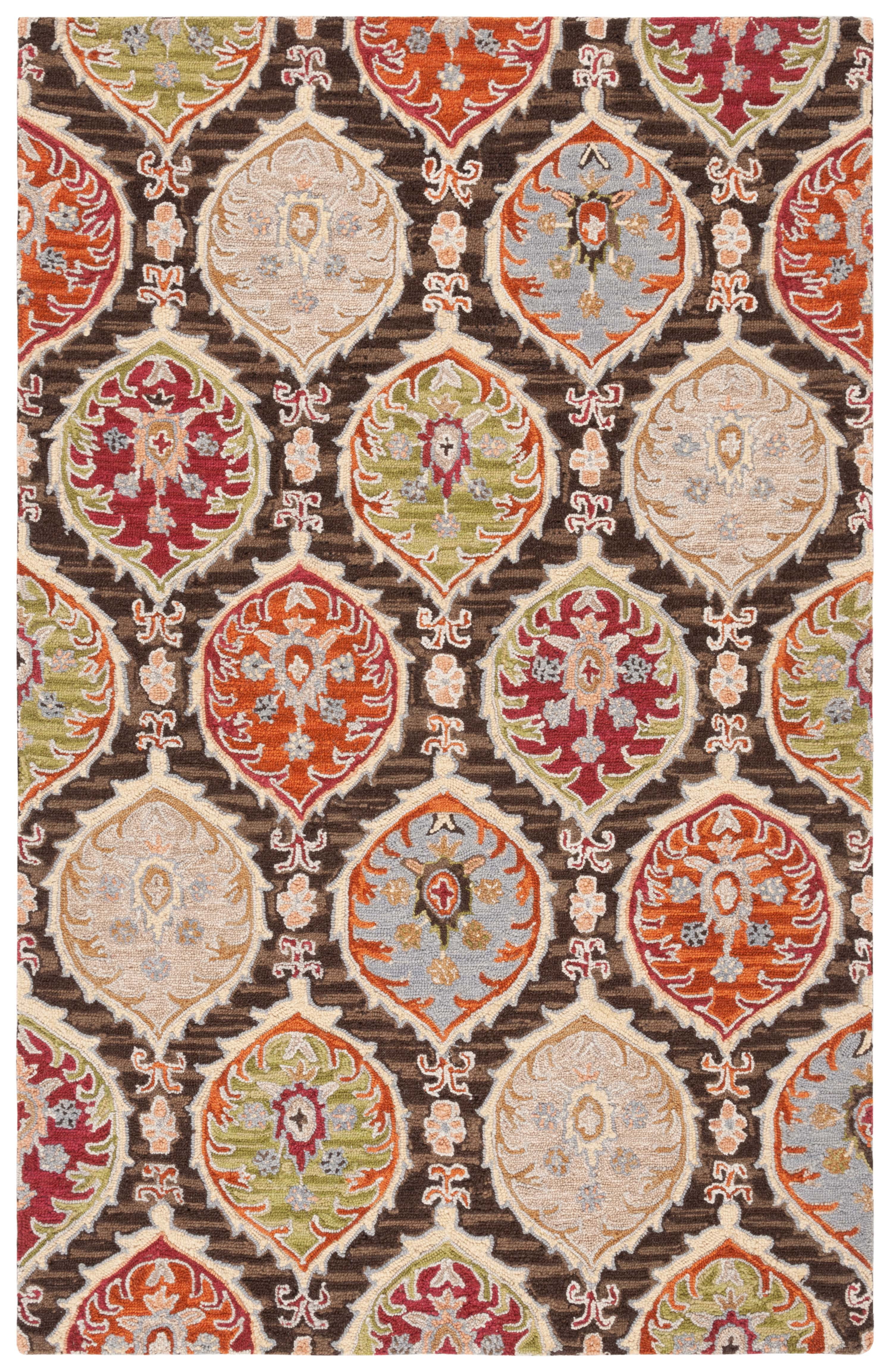 SAFAVIEH Heritage Cooper Diamond Area Rug, Red/Green, 5' x 8'