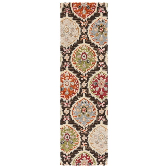 SAFAVIEH Heritage Cooper Diamond Runner Rug, Red/Green, 2'3" x 8'