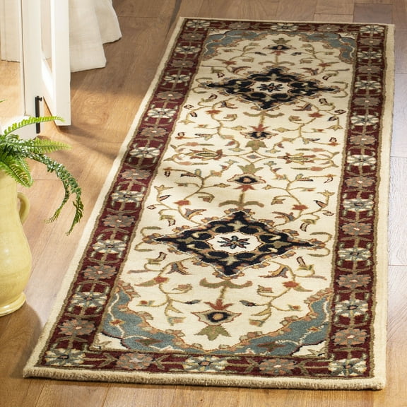 SAFAVIEH Heritage Cromwell Oriental Wool Runner Rug, Ivory/Red, 2'3" x 12'