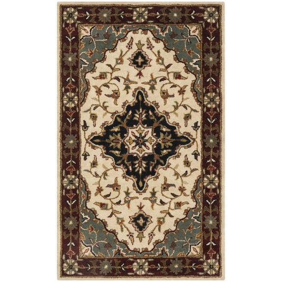 SAFAVIEH Heritage Cromwell Traditional Wool Area Rug, Ivory/Red, 2' x 3'