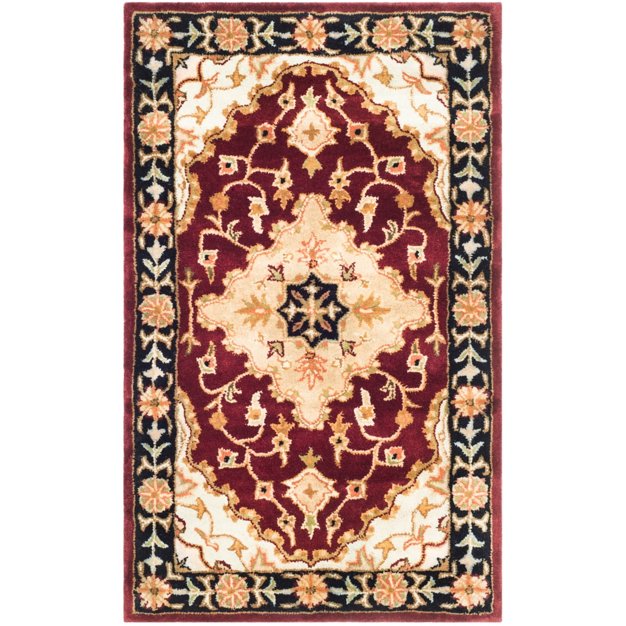 Heritage Red and Black Hand-Tufted Wool Area Rug