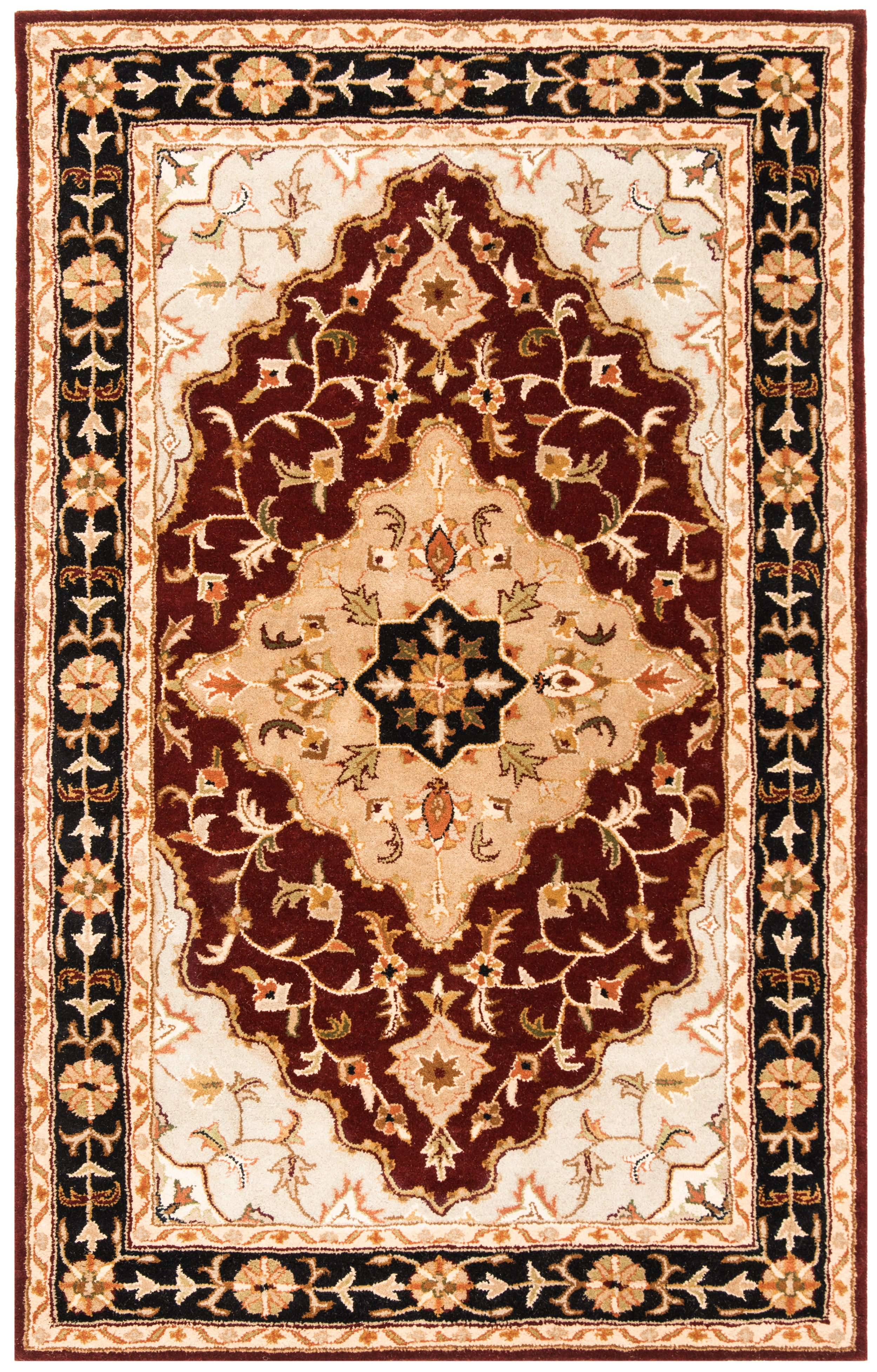 Heritage Red and Black Hand-Tufted Wool 4' x 6' Area Rug