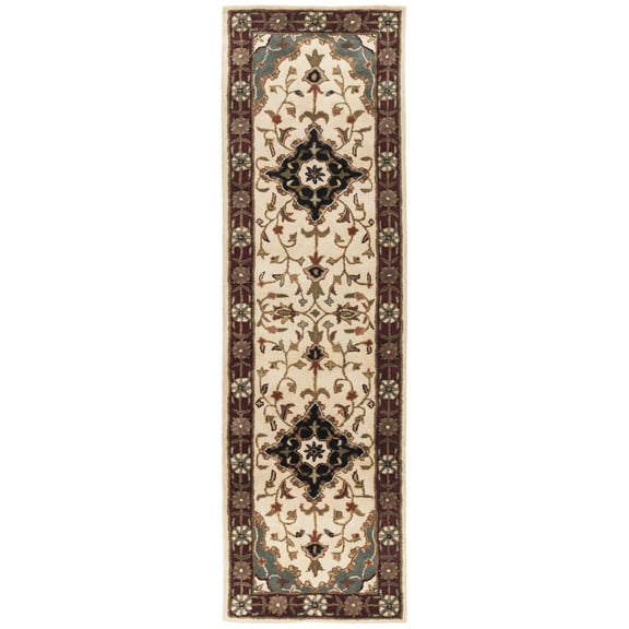 SAFAVIEH Heritage Cromwell Traditional Wool Runner Rug, Ivory/Red, 2'3" x 8'