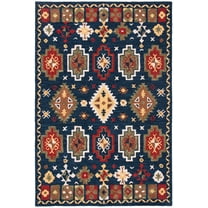 SAFAVIEH Heritage Damjana Tribal Wool Area Rug, Navy/Red, 4' x 6'