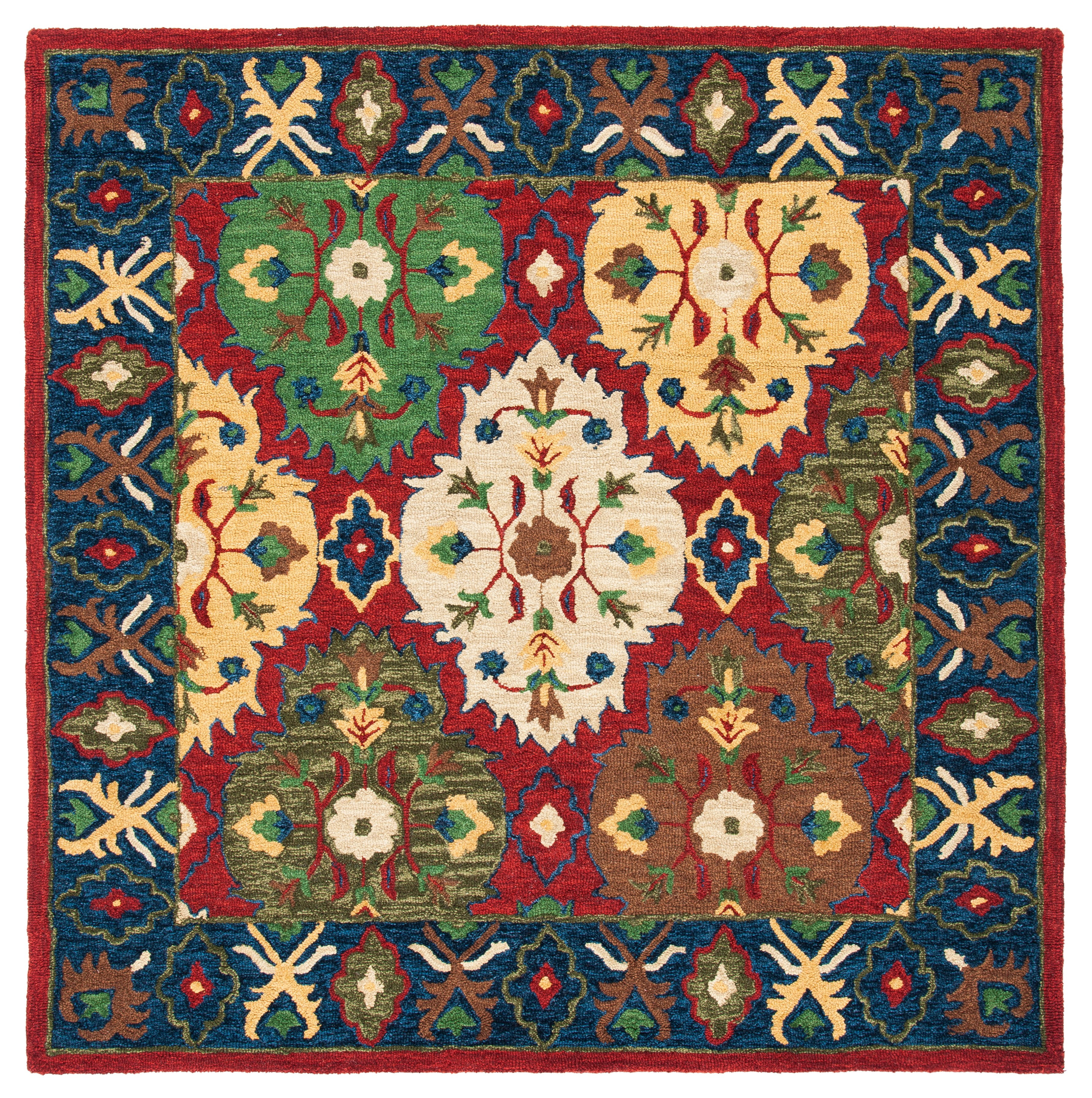 Elegant Heritage Hand-Tufted Red Wool 6' Square Area Rug