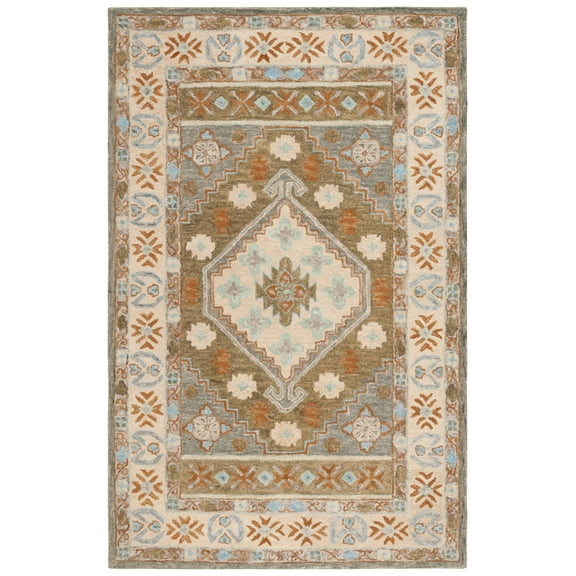 SAFAVIEH Heritage Devon Oriental Area Rug, Ivory/Light Blue, 3' x 5'