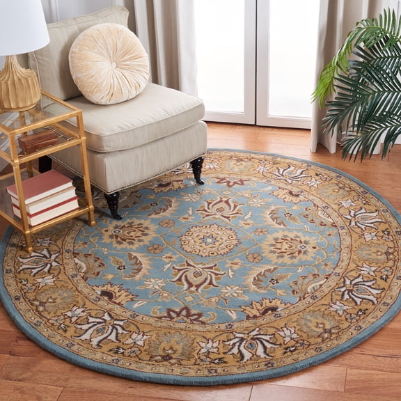 Safavieh Heritage Dexter Oriental Wool Area Rug, Blue/Gold, 3'6" x 3'6" Round