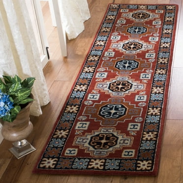 SAFAVIEH Heritage Diarmait Floral Wool Runner Rug, Red/Black, 2'3" x 8'