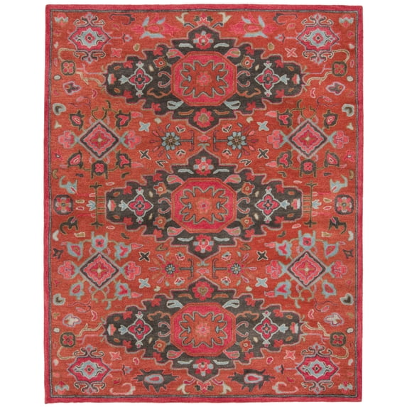 SAFAVIEH Heritage Dudley Floral Wool Runner Rug, Rust/Multi, 2'3" x 8'