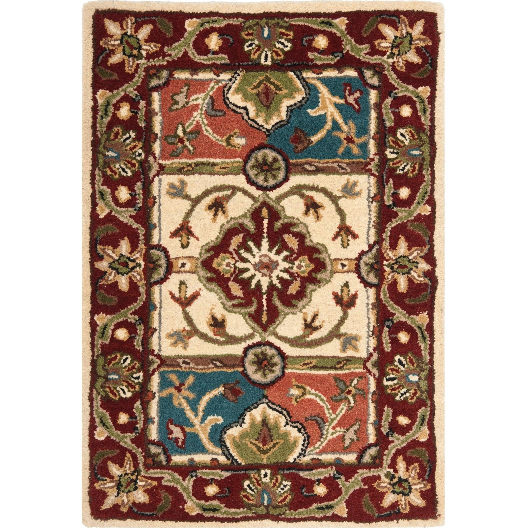 Elegant Heritage Hand-Tufted Red Wool Round Accent Rug 24" Diameter