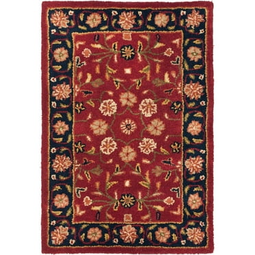 SAFAVIEH Heritage Essex Traditional Wool Area Rug, Red/Navy, 2' x 3'