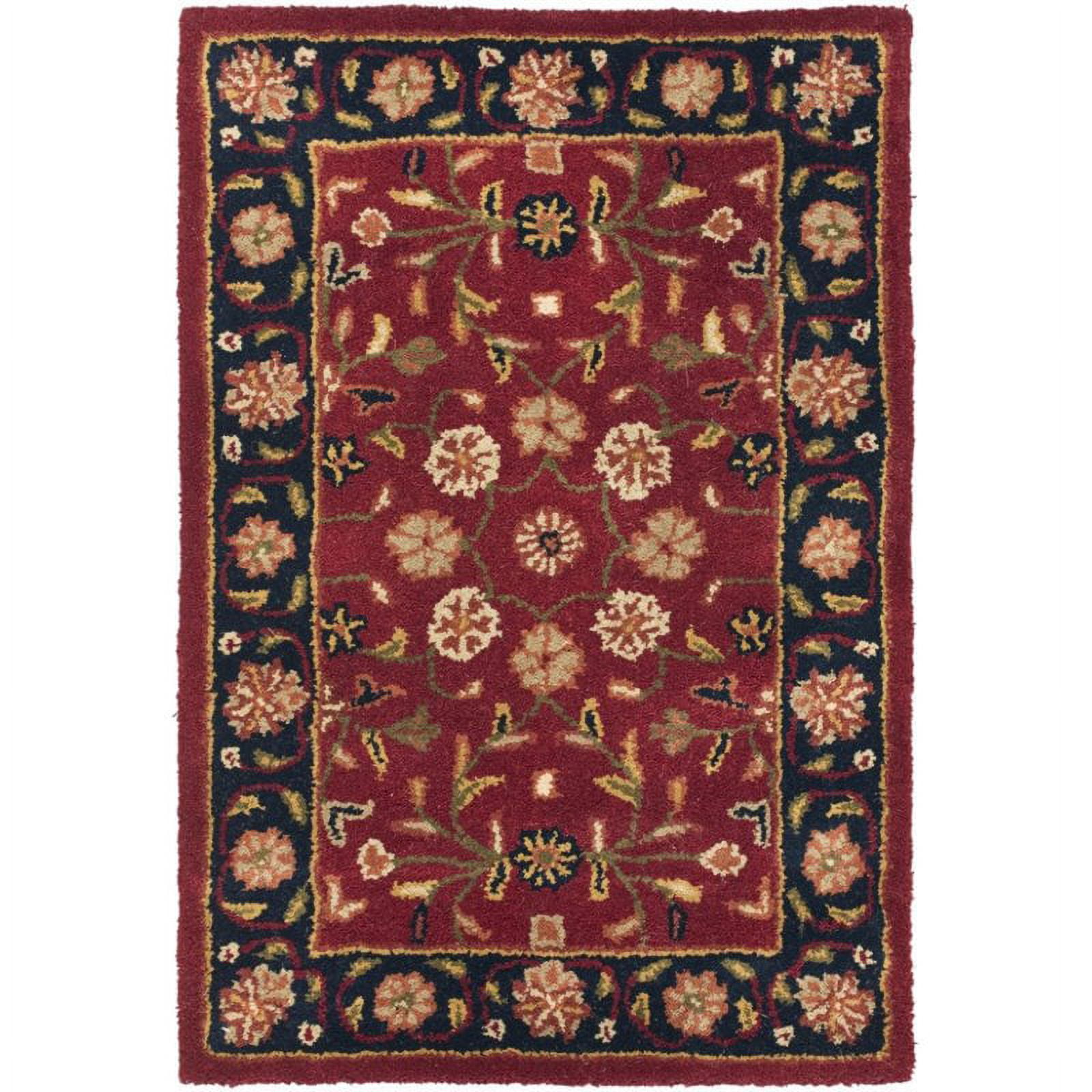 SAFAVIEH Heritage Essex Traditional Wool Area Rug, Red/Navy, 5' x 8
