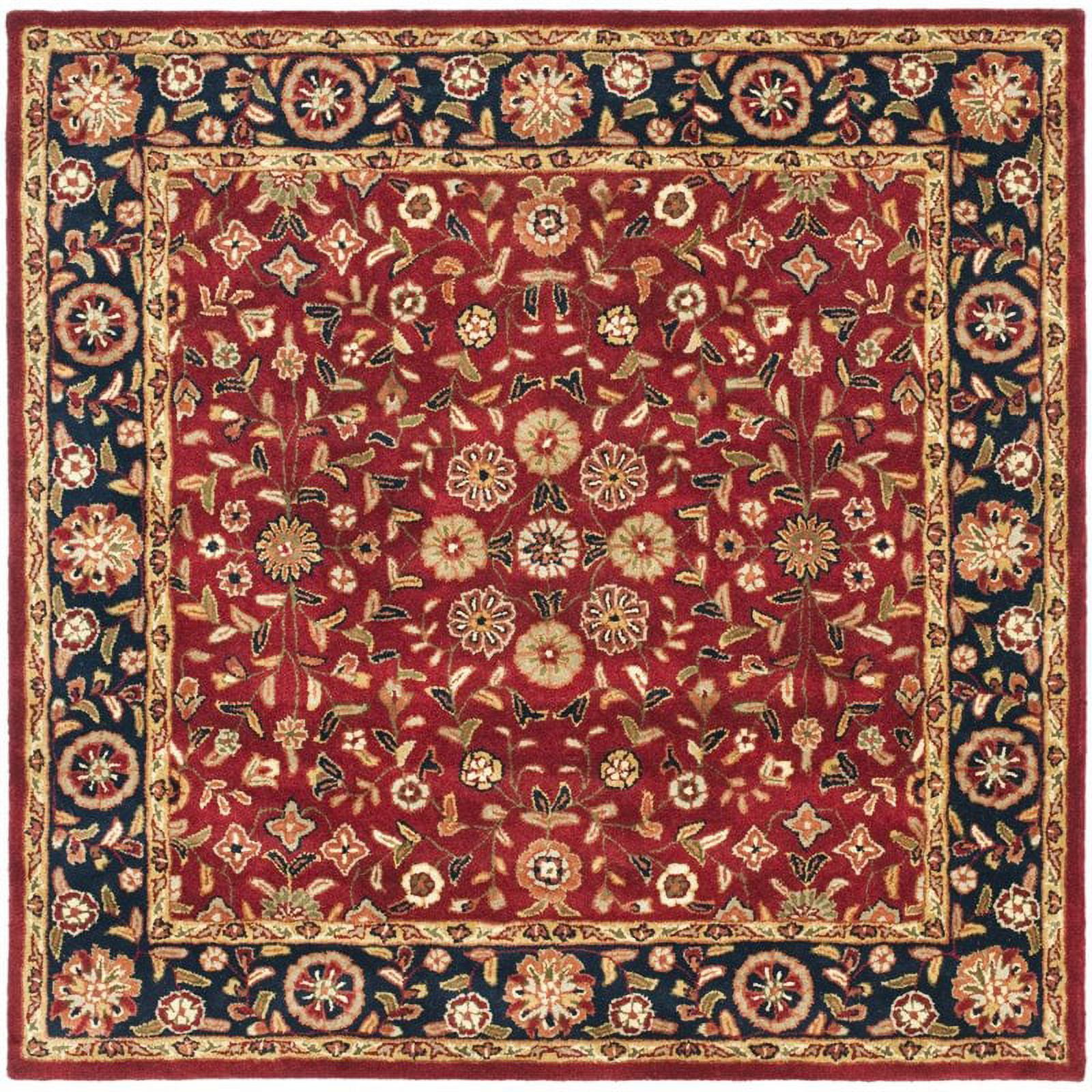 Heritage Red and Navy Hand-Tufted Wool 8' Square Rug