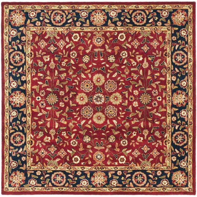Heritage Red and Navy Hand-Tufted Wool 8' Square Rug