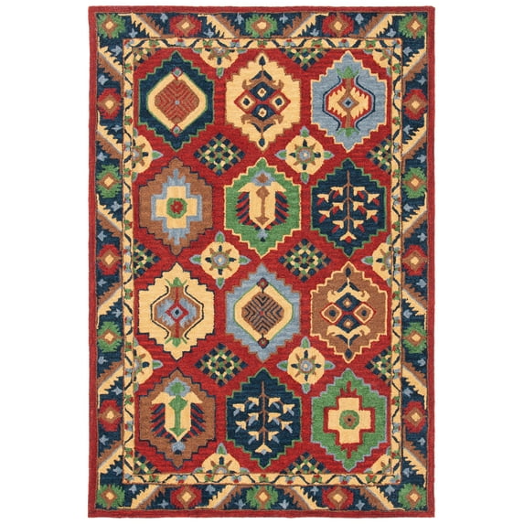 SAFAVIEH Heritage Fion Tribal Wool Area Rug, Red/Gold, 4' x 6'
