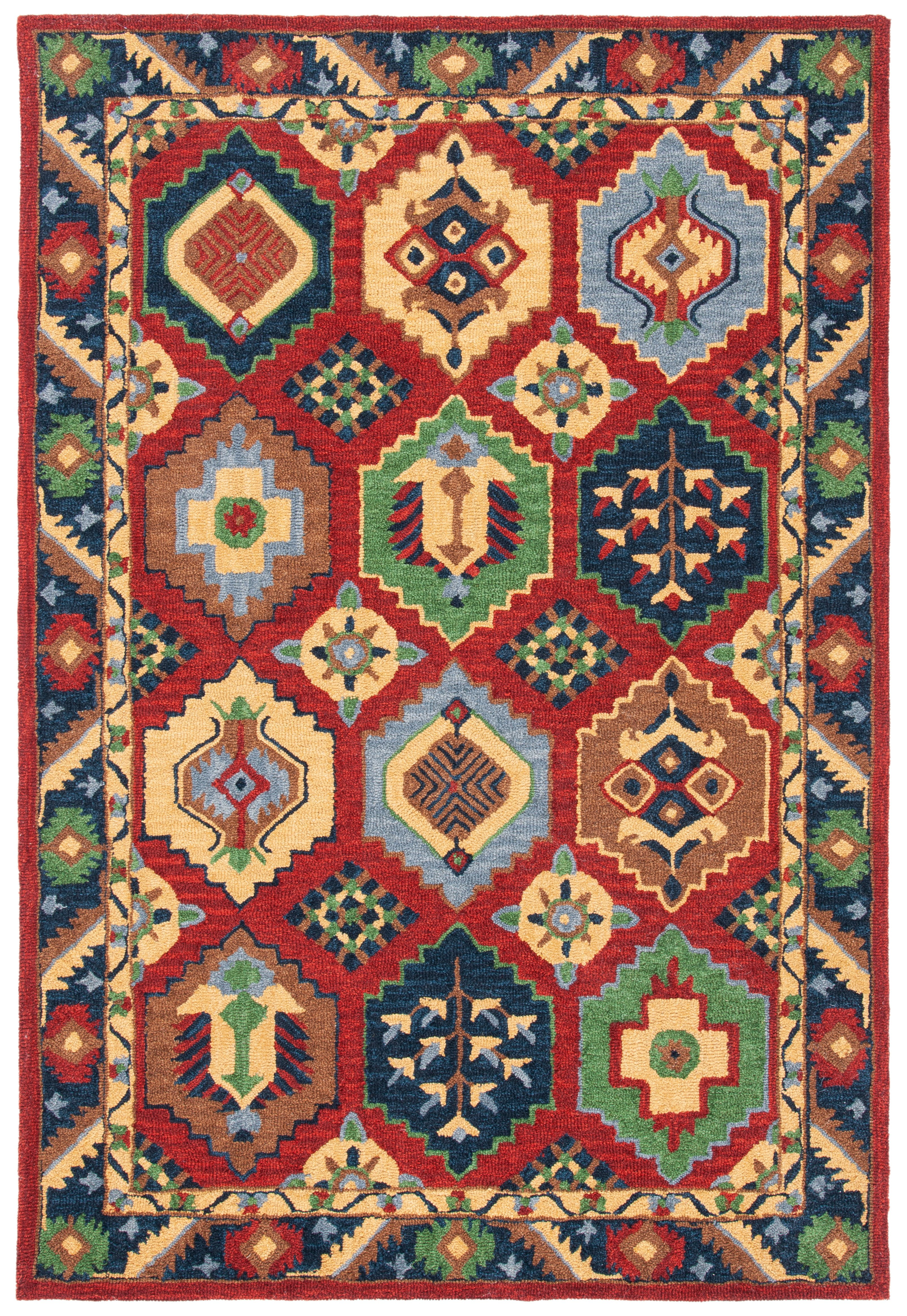Heritage Red and Gold Hand-Tufted Wool Area Rug